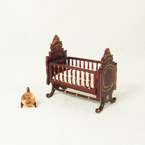 0609 - 04, 1" scale Mahogany Cradle for Nursery Room - Click Image to Close